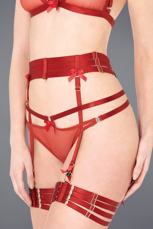 Bordelle Lingerie - Adjustable Strap Suspender - Rot