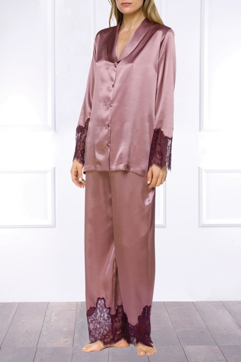 Coemi - Ayana Satin Pyjama Set - Dusty Pink Wine